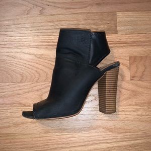 Express Black Leather Peep-toe Booties